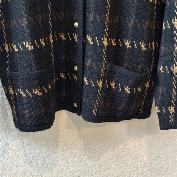 Crystal Kobe Plaid Cardigan in Black and Tan - Picture 4 of 10